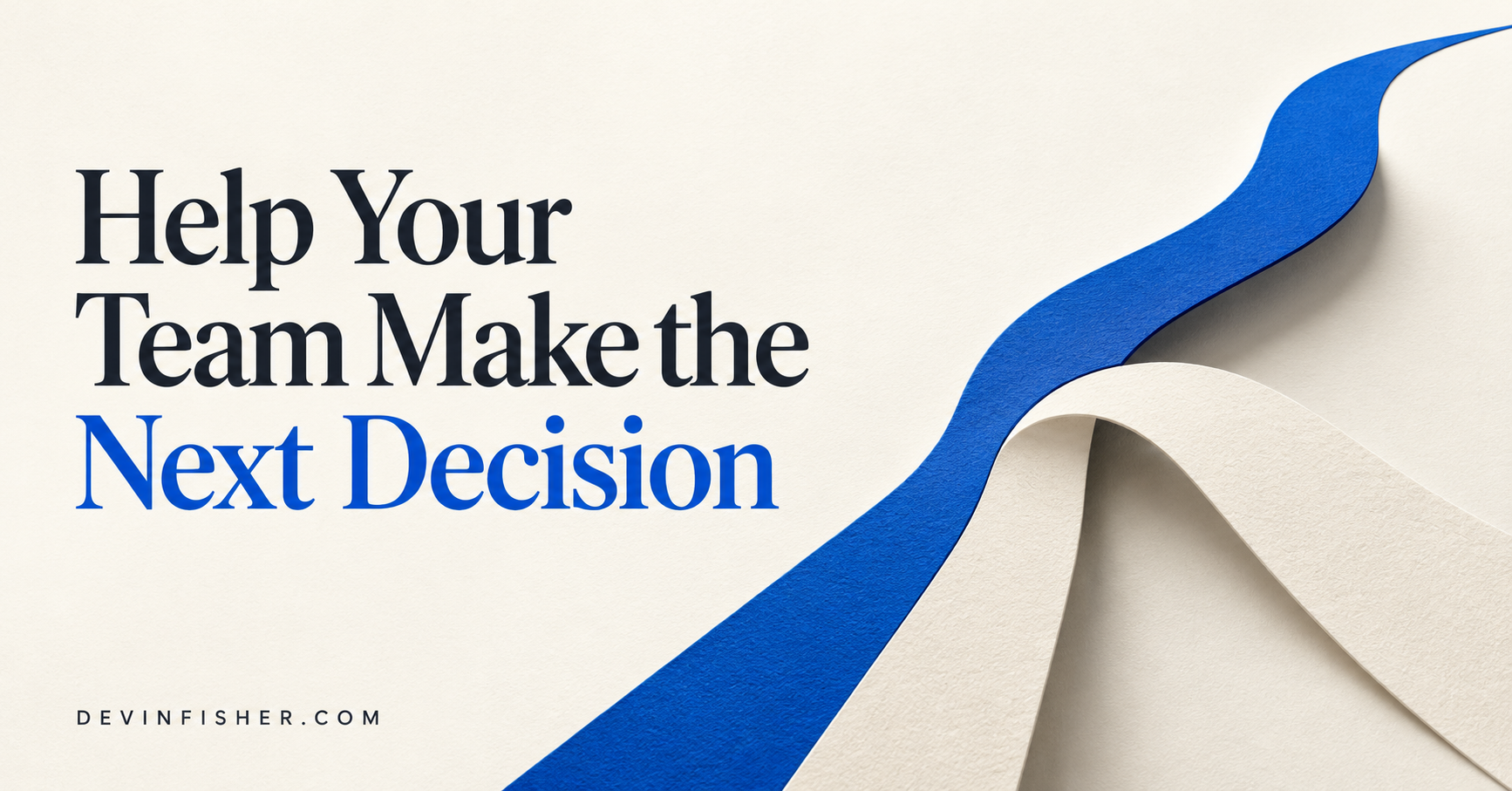 Cobalt and ivory paper paths meet before continuing independently, illustrating guidance that helps people make their next decision.